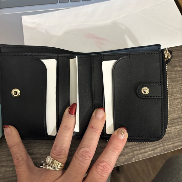 Kate Spade New York Black Saffiano Leather Compact Zip Around Wallet - Picture 6 of 8